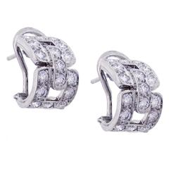 Tiffany & Co. Jazz Age Diamond Platinum Cuff Earrings
