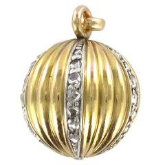 Antique Diamond Gold Ball Pendant