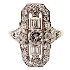 Elegant Art Deco Diamond Gold Dinner Ring 10