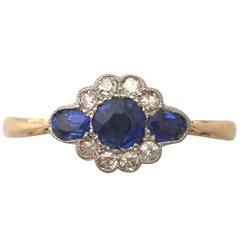 1910s Sapphire and Diamond Yellow Gold Cocktail Ring 11