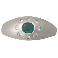 0.35 Carat Emerald and 0.18 Carat Diamond, Platinum Dress Ring 2