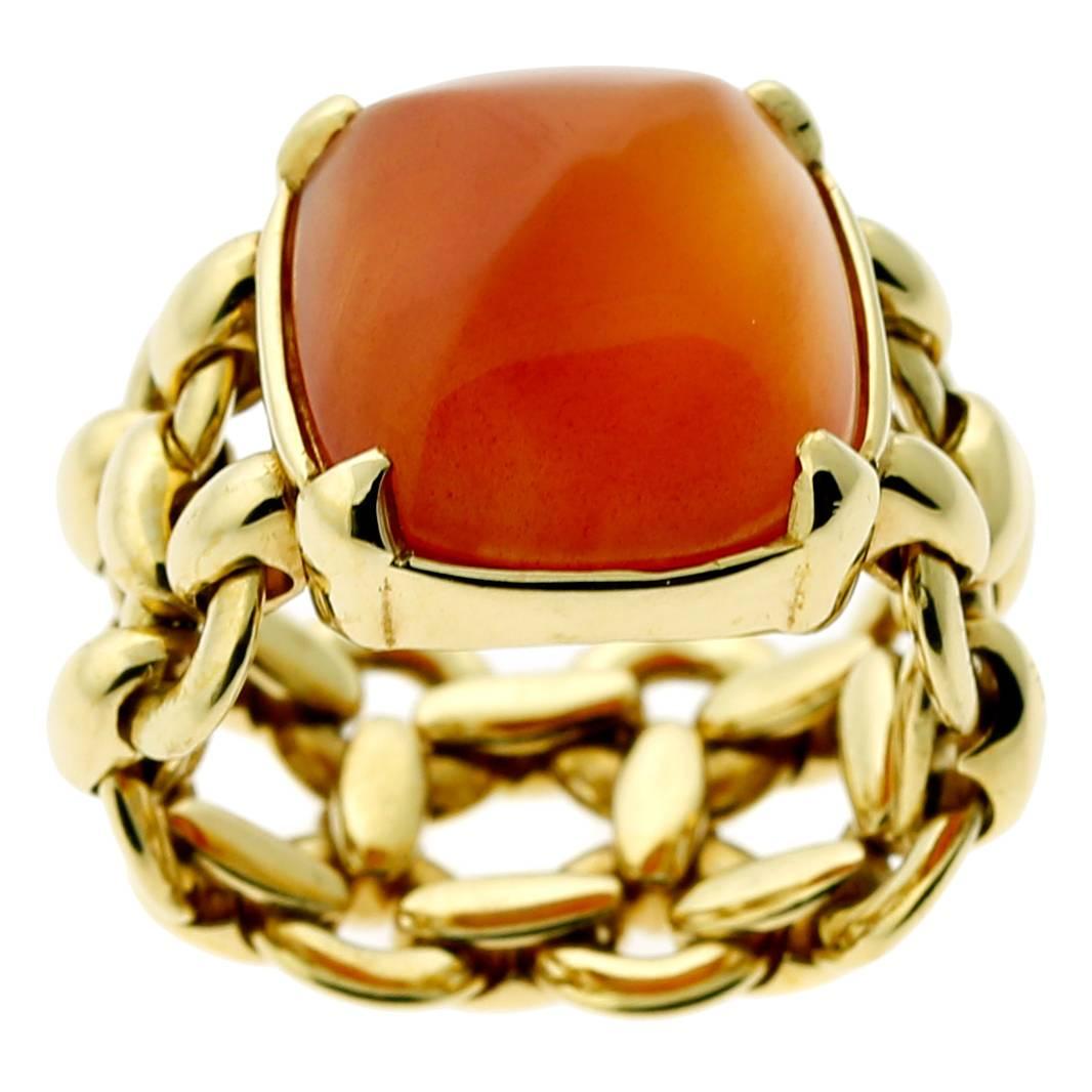 Hermes Sugar Loaf Gemstone Gold Ring