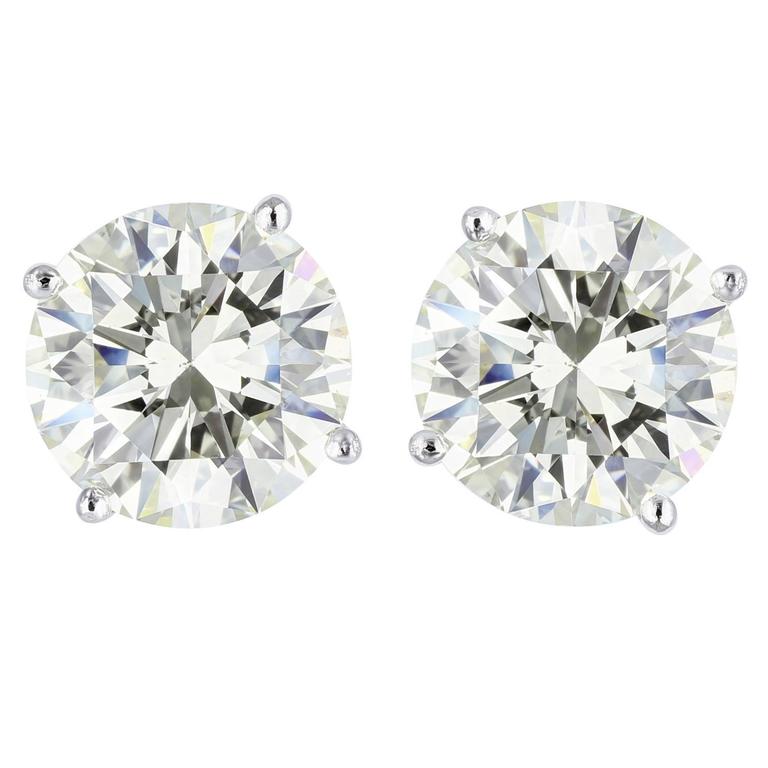 8.06 Carats Diamonds Gold Stud Earrings For Sale