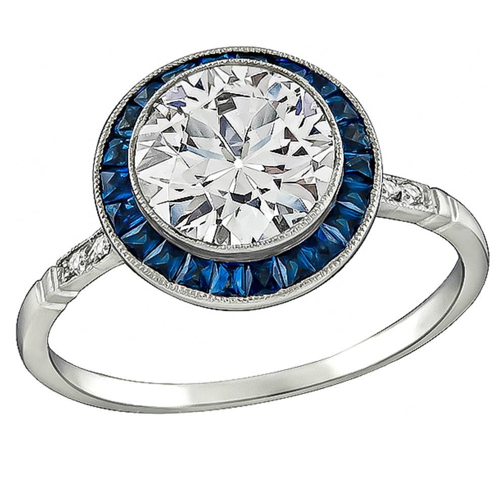 Striking 1.74 Carat Diamond Platinum Engagement Ring