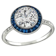 Striking 1.74 Carat Diamond Platinum Engagement Ring