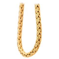 1960s Tiffany & Co. 14 Karat Yellow Gold Wheat Braided Chain Necklace