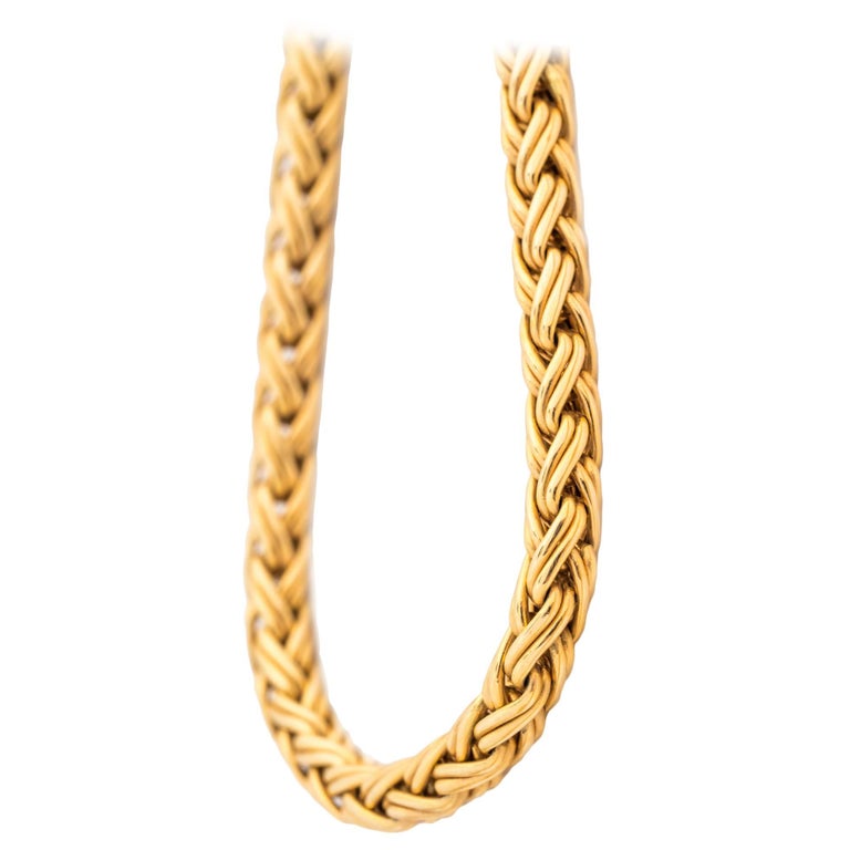 Braided/Twisted Wheat-style Chain, Extra Petite, Gold-tone Finish