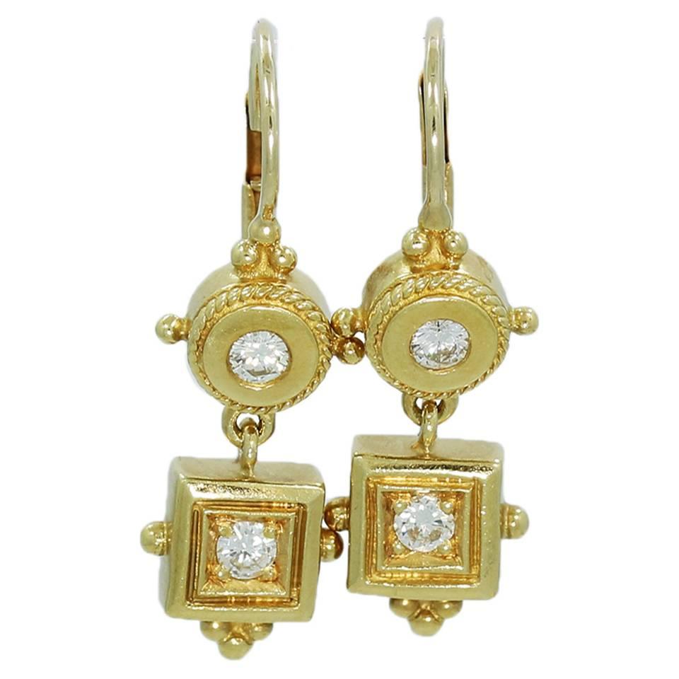 Penny Preville Diamond Gold Dangle Earrings For Sale