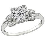Art Deco 1.56 Carat GIA Certified Diamond Platinum Engagement Ring