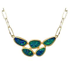 Petra Class Electrifying Australian Opal Abstract Elements Necklace 11