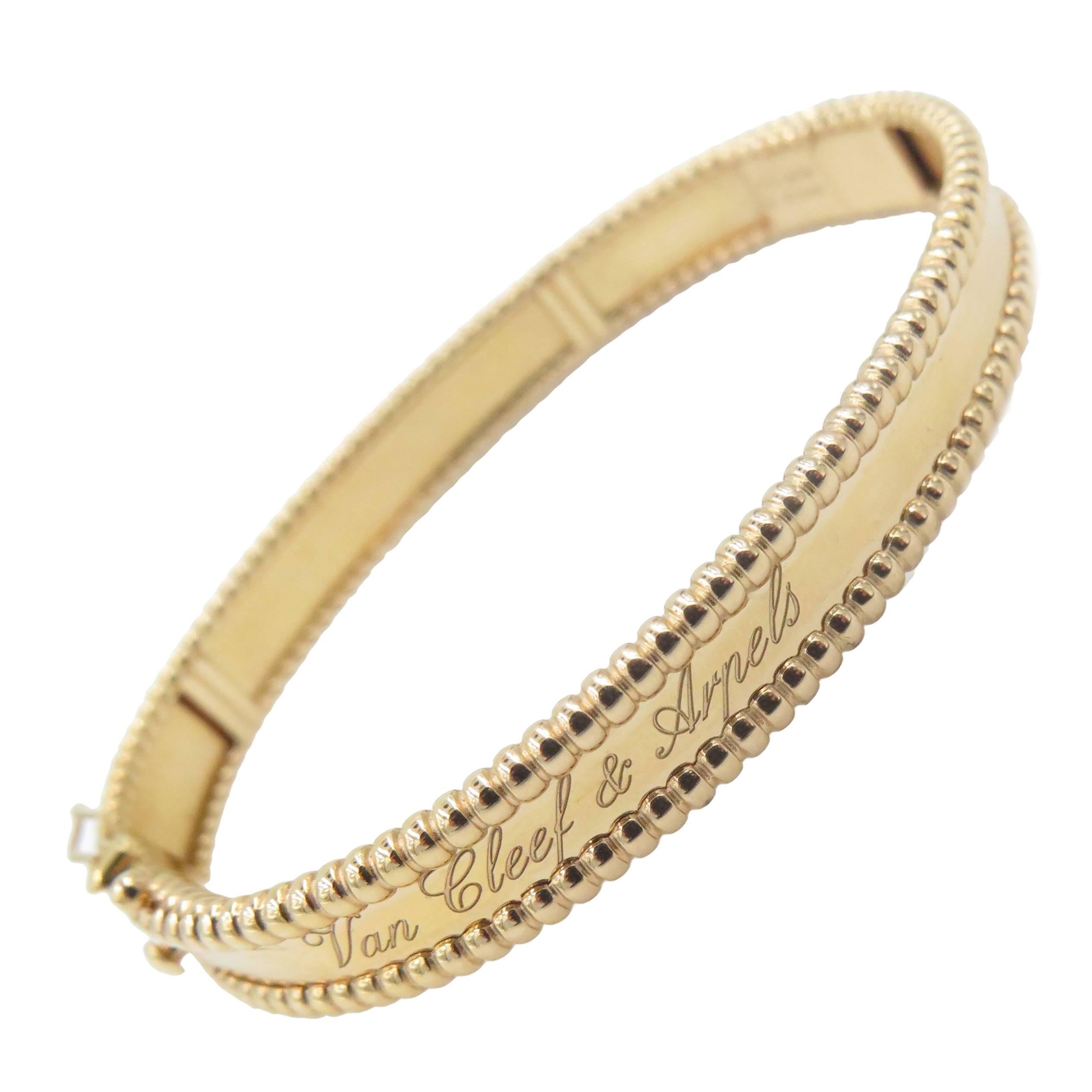 Van Cleef and Arpels Gold Perlee Signature Bangle Bracelet at 1stDibs | van  cleef signature bracelet, vca signature bangle, perlee signature bracelet