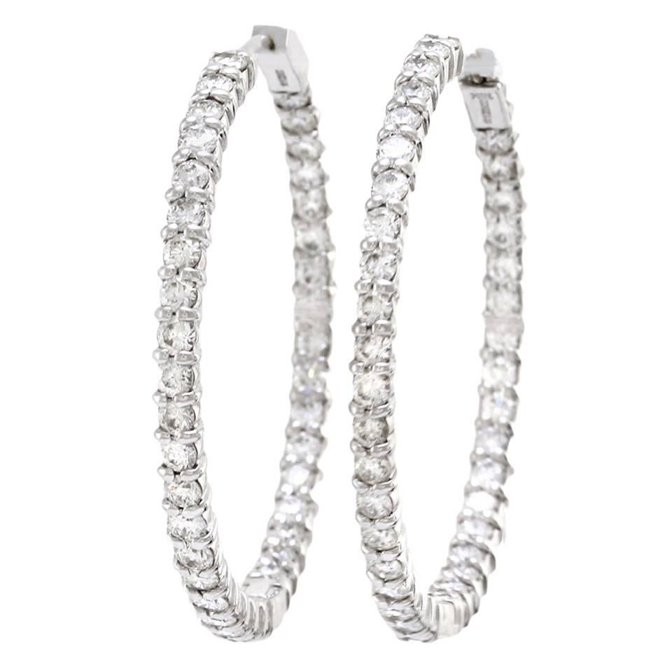 Roberto Coin Perfect Diamond Hoops Inside-Out  Earrings For Sale