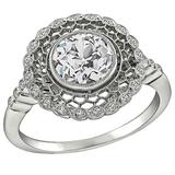 1.30 Carat Old European Diamond Platinum Engagement Ring