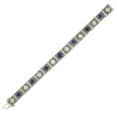 Early-Mid  20th Century Diamond Sapphire Filigree Bracelet
