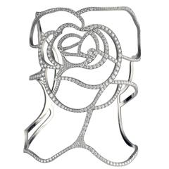 Used Vera Wang Diamond-Set Titanium Rose Cuff Bracelet