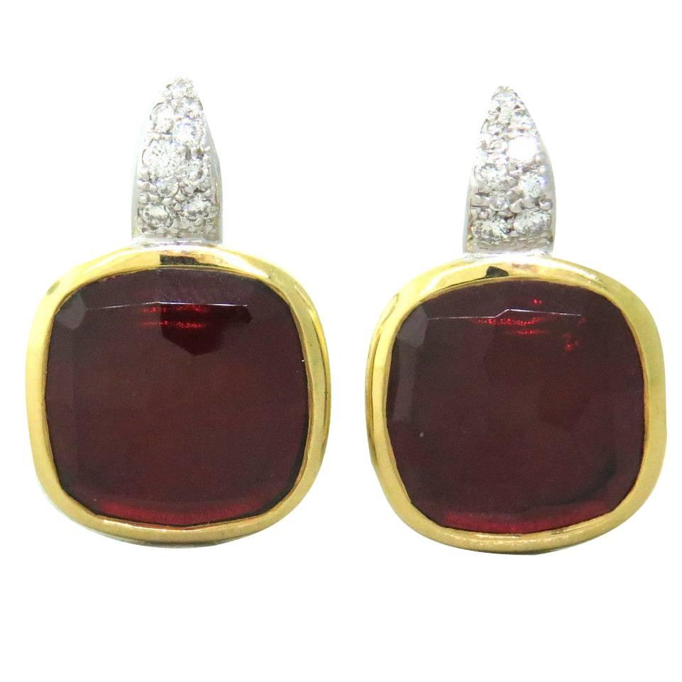 Pomellato Scheherazade Rhodolite Diamond Gold Earrings