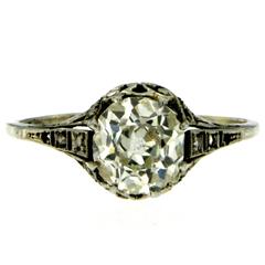 Antique Diamond Gold Solitaire Ring 8