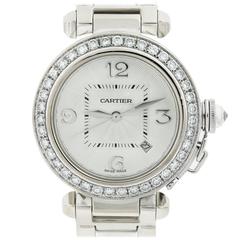 Cartier White Gold Diamond Bezel Pasha de Cartier Wristwatch Ref 2528