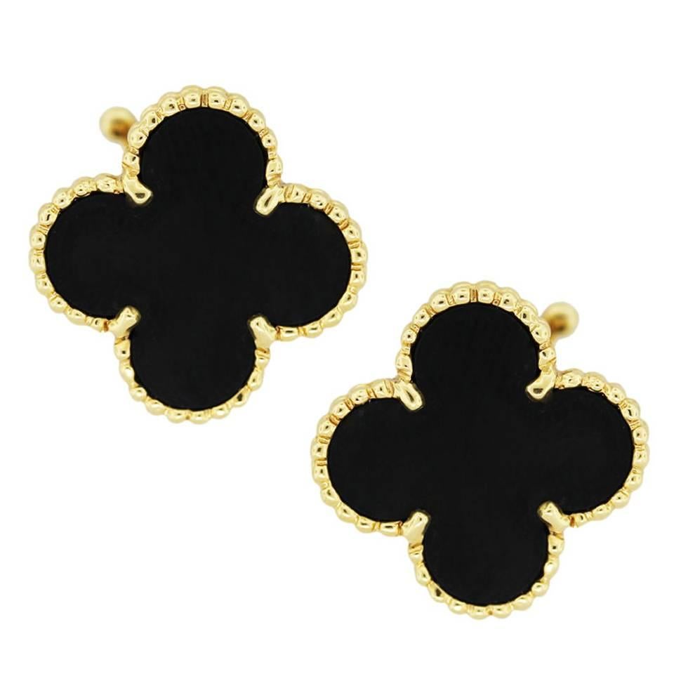 Van Cleef & Arpels Vintage Alhambra Onyx Earrings