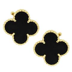 Van Cleef & Arpels Retro Alhambra Onyx Earrings