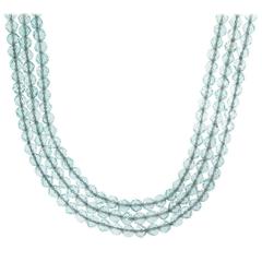 Tiffany & Co. Three Strand Aquamarine Faceted Bead Necklace