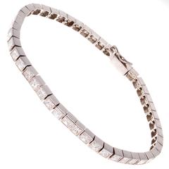 7.23 Carats Princess Cut Diamonds Platinum Tennis Bracelet