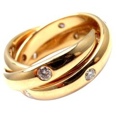 Cartier Diamond Gold Trinity 3 Band Ring