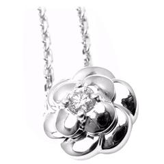 Chanel Diamond Gold Camelia Pendant Necklace 8