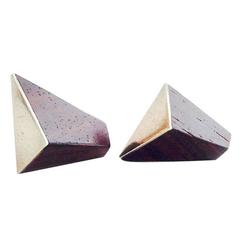 1950s Trapezoidal Rosewood Sterling Silver Cufflinks