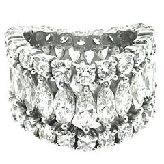 13 Carats Marquise & Round Diamonds Wide Wavy Eternity Band Ring in Platinum 8