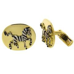 Laykin Enamel Gold Zebra Cufflinks 