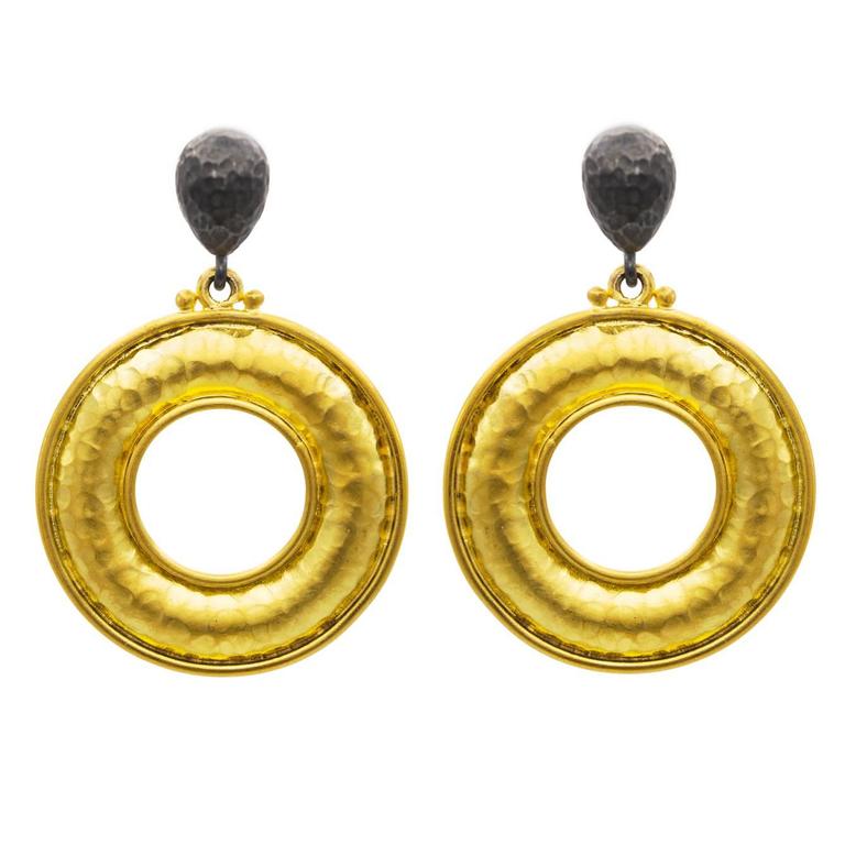 drop hoop earrings gold