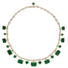 Marina B Arca Zambian Emerald Diamond Gold Necklace 2