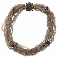 Trianon Quartz Sapphire Diamond Gold Multi Strand Necklace 5