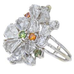 Diamond Gold Multicolor Cluster Ring 5