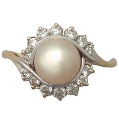 Pearl and Diamond Yellow Gold Cocktail Ring 11