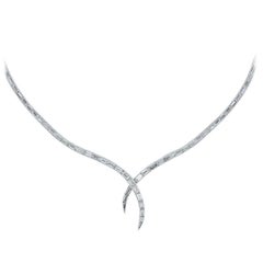 10 Carats Baguette Cut Diamonds Platinum Crossover Necklace