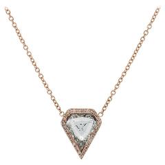 4.18 Carat Kite Shape Diamond Gold Pendant Necklace
