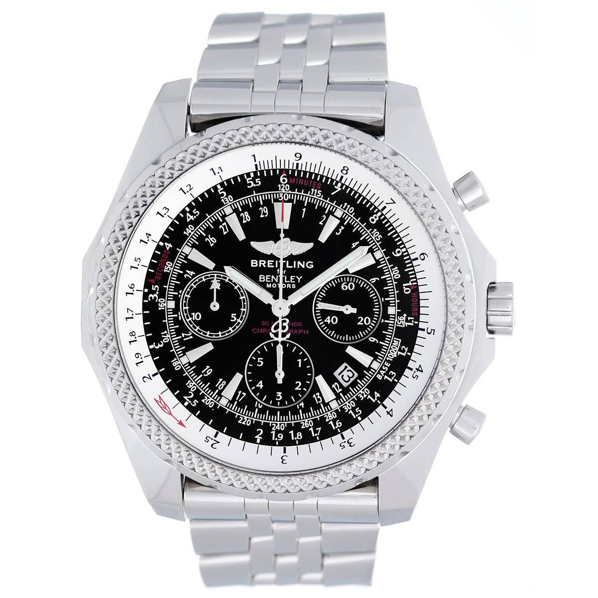 Breitling Stainless Steel Bentley Motors Chronograph Automatic Wristwatch 