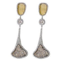 10.61 Carat Diamond Slice Gold Earrings