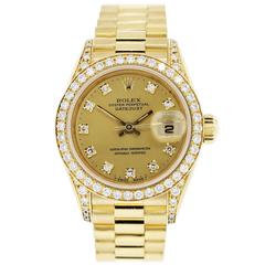 Rolex Ladies Yellow Gold Diamond Datejust Presidential Automatic Wristwatch