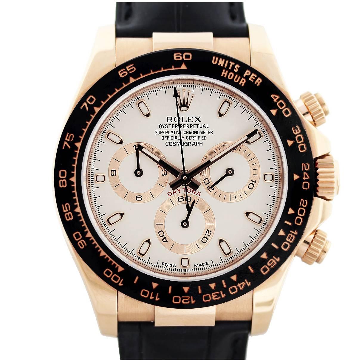 Rolex Rose Gold Daytona Ivory Dial Automatic Wristwatch Ref 116515 