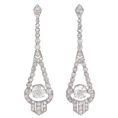 Art Deco Diamond Platinum Earrings 6