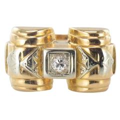 Retro 1950s Diamond Gold Tank Ring