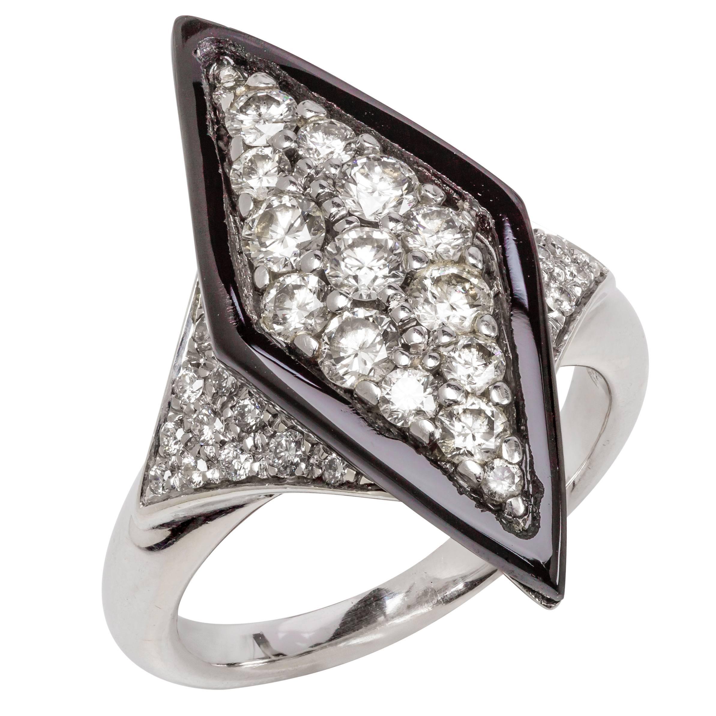 Picchiotti Black Onyx Round Diamond Gold Ring For Sale