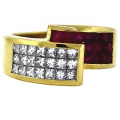 Ruby Diamond Gold Band Ring 12