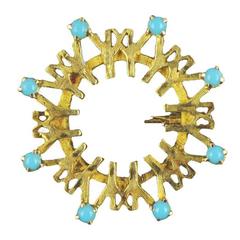 1967 Montreal Universal Exhibition Turquoise Gold Brooch 8