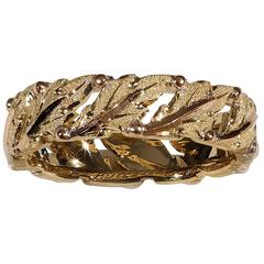 Buccellati Gold Textured Band Ring 10