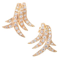 Retro 1.04 Carat Pave Diamond Gold Swirl Earrings