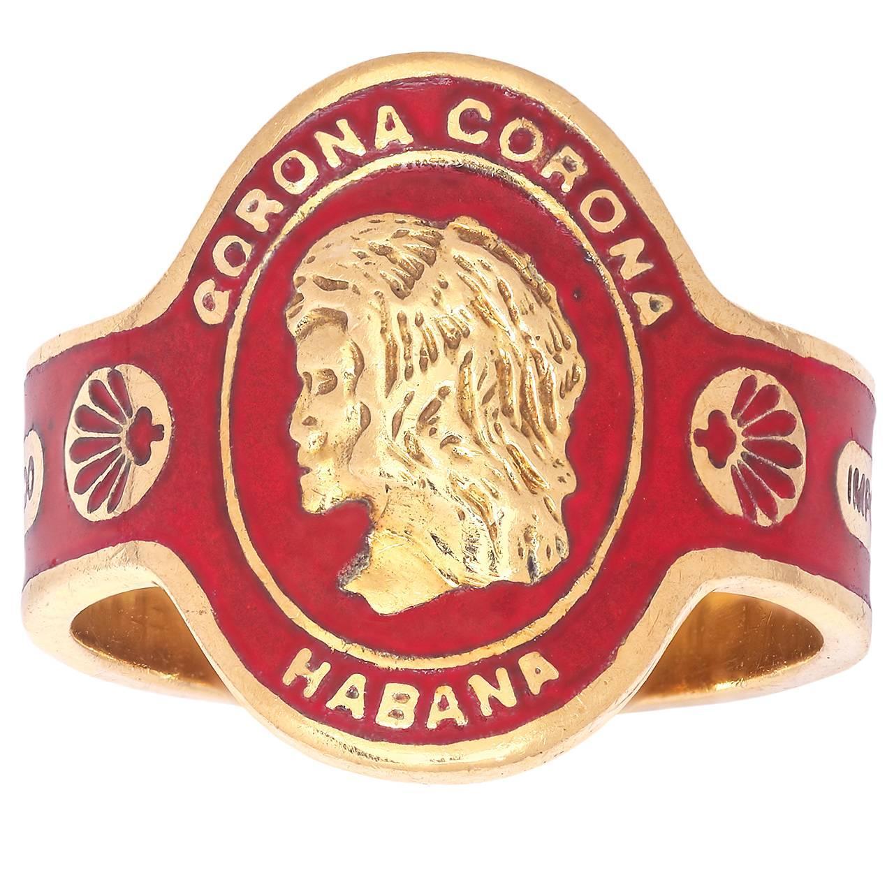 Cartier Red Enamel Gold Havana Cigar Band Ring For Sale at 1stdibs